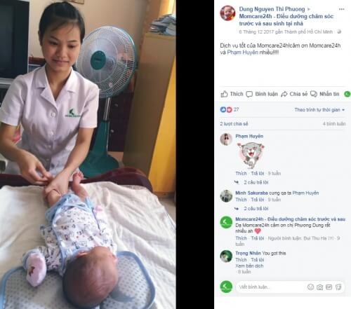 Chị Dung Nguyen Thi Phuong sử dụng dịch vụ chăm sóc trẻ sơ sinh tại nhà