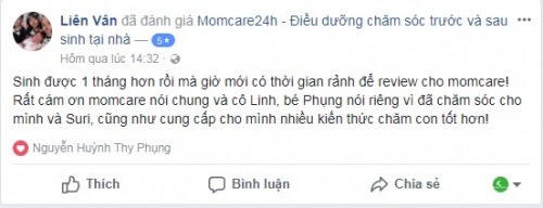 Chị Liên Vân sử dụng dịch vụ chăm sóc mẹ và bé sau sinh tại nhà