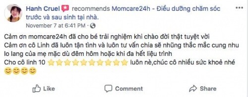 Cảm nhận của Chị Hạnh sau khi sử dụng dịch vụ Chăm sóc Bé sau sinh