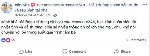 Cảm nhận của Vân Kha sau khi sử dụng dịch vụ Chăm sóc Bé sau sinh