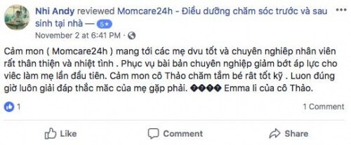 Cảm nhận của Huỳnh Thị Minh Nhi sau khi sử dụng dịch vụ Chăm sóc Bé sau sinh