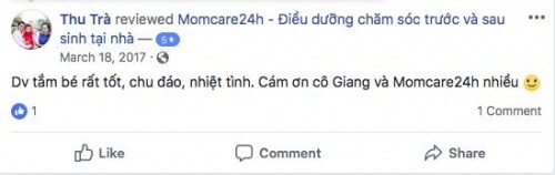 Cảm nhận của Chị Thu Trà sau khi sử dụng dịch vụ tại Momcare24h