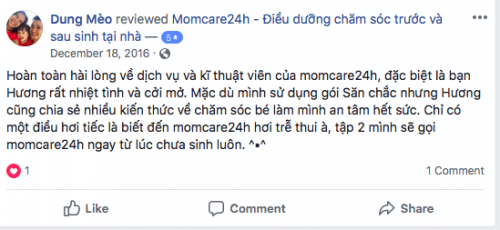 Cảm nhận của Chị Dung sau khi sử dụng dịch vụ Chăm sóc Bé sau sinh