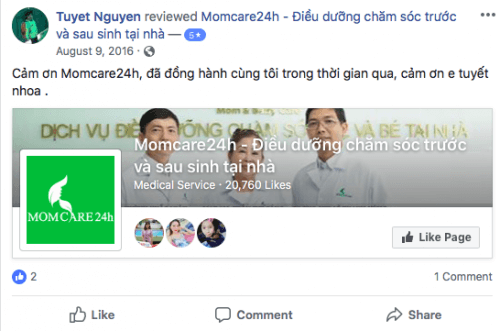 Cảm nhận của Tuyet Nguyen sau khi sử dụng dịch vụ Chăm sóc Bé sau sinh