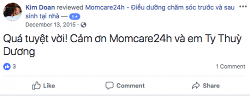 Cảm nhận của Kim Doan sau khi sử dụng dịch vụ Momcare24