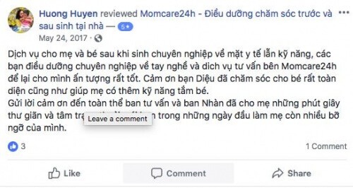 Cảm nhận của Hương sau khi sử dngj dịch vụ Chăm sóc Mẹ và Bé 