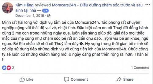 Cảm nhận của Kim Hằng sau khi sử dụng dịch vụ Tắm Bé 