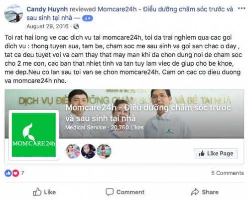Cảm nhận của Candy Huynh sau khi sử dụng dịch vụ Chăm sóc Mẹ và Bé 