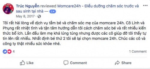 Cảm nhận của Chị Trúc sau khi sử dụng dịch vụ Chăm sóc Mẹ và Bé 