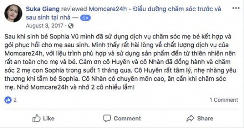 Cảm nhận của Giang Khánh Tuyền sau khi sử dụng dịch vụ Chăm sóc Mẹ Và Bé 