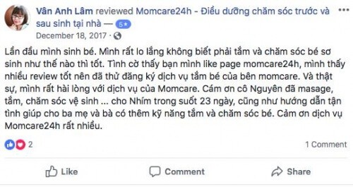 Cảm nhận của Chị Lâm Trần Vân Anh - Quận 8 sau khi sử dụng dịch vụ Tắm Bé