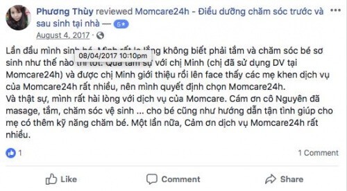 Cảm nhận của Chị Phương Thùy sau khi sử dụng dịch vụ Tắm và Chăm Sóc Bé