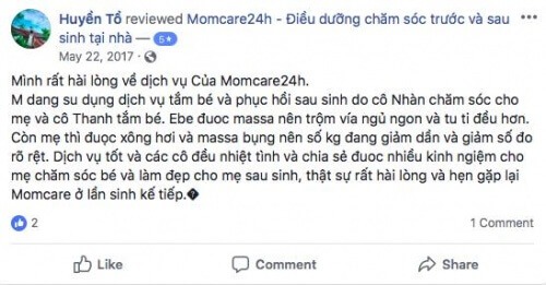 Cảm nhận của Chị Đặng Thị Huyền sau khi sử dụng dịch vụ tại Momcare24h