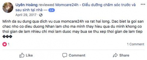 Cảm nhận của Chị Uyên sau khi sử dụng dịch vụ tại Momcare24h