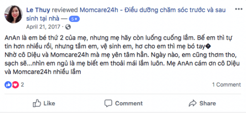 Cảm nhận của Chị Thủy sau khi sử dụng dịch vụ tại Momcare24h