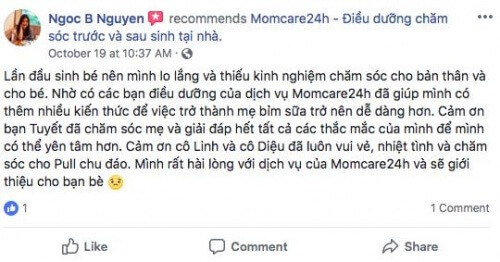 Cảm nhận của Chị Nguyễn Bảo Ngọc - Vinhomes Bình Thạnh sau khi sử dụng dịch vụ chăm sóc cho bé 